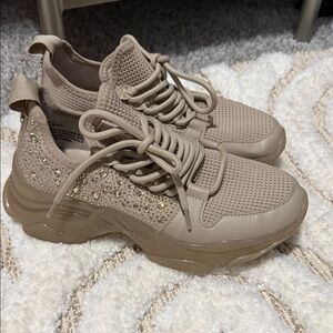 Steve Madden Beige Embellished Sneakers
